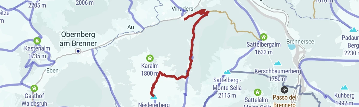 Route map: Niedererberg (2.196 m)